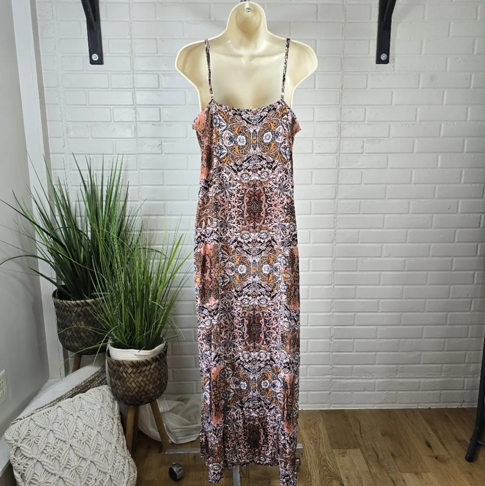 Rachel Zoe Spaghetti Strap Bohemian Floral Maxi Dress Oversized Small - Picture 5 of 8